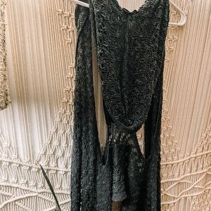 BCBG Knitted Hooded Vest Grey Boho Size L